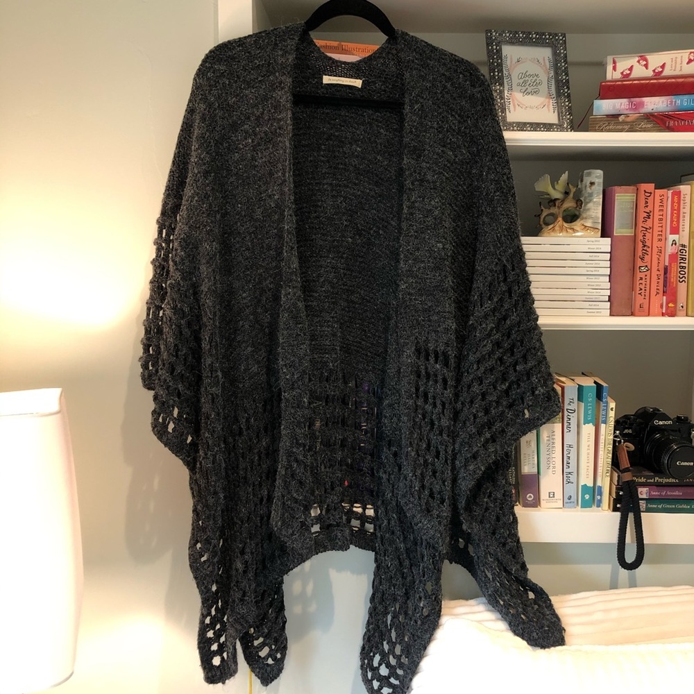 Anthropologie | Grey Knit Shawl/Wrap/Sweater